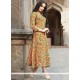 Yellow Print Work Party Wear Kurti