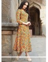 Yellow Print Work Party Wear Kurti