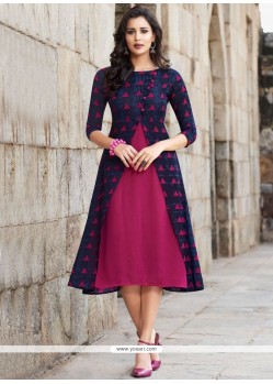 Blue And Hot Pink Party Wear Kurti