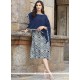 Print Cotton Party Wear Kurti In Blue