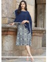 Print Cotton Party Wear Kurti In Blue