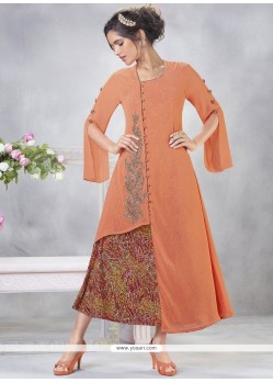 Faux Georgette Embroidered Work Party Wear Kurti