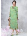 Embroidered Work Sea Green Faux Georgette Party Wear Kurti