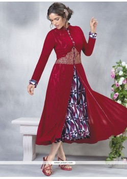 Multi Colour Embroidered Work Party Wear Kurti