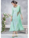 Embroidered Work Sea Green Faux Georgette Party Wear Kurti