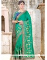 Embroidered Work Sea Green Art Silk Traditional Designer Saree