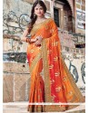 Embroidered Art Silk Designer Traditional Saree In Orange