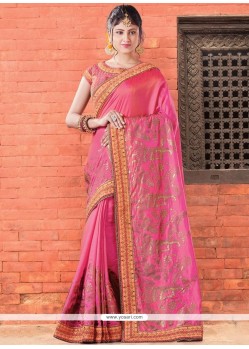 Art Silk Patch Border Work Traditional Designer Saree