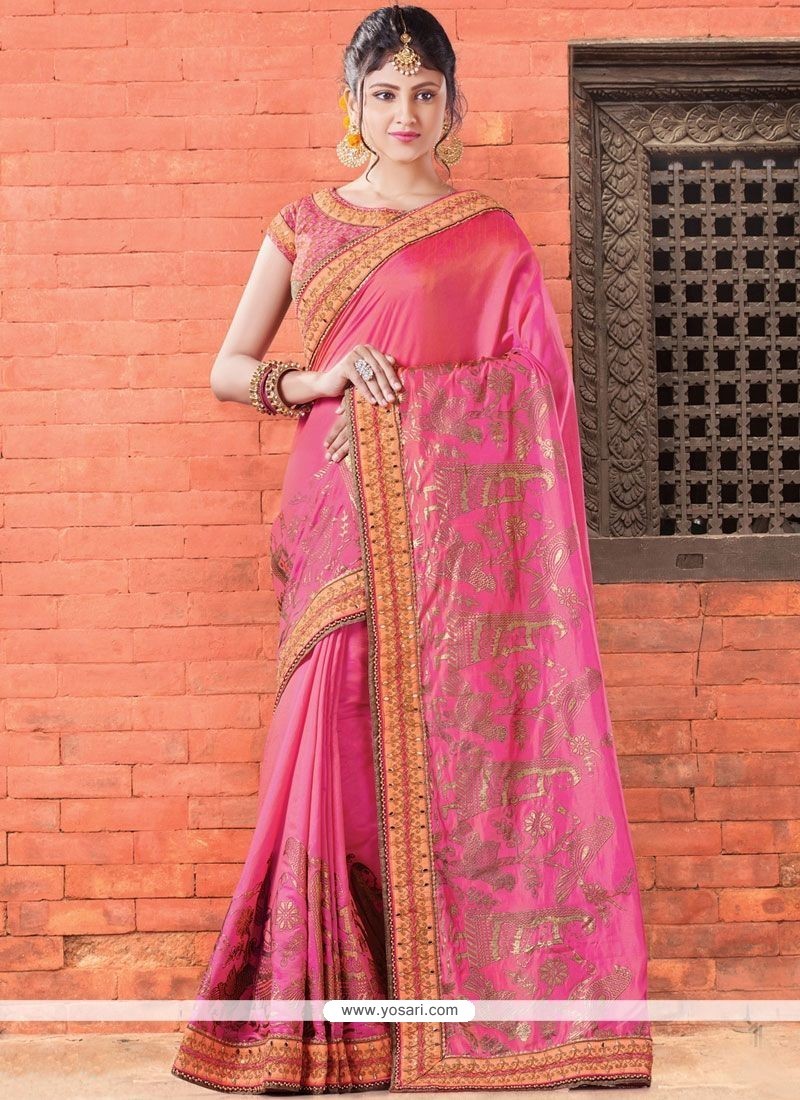 Buy Art Silk Patch Border Work Traditional Designer Saree | Wedding Sarees