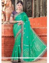 Art Silk Sea Green Embroidered Work Traditional Designer Saree