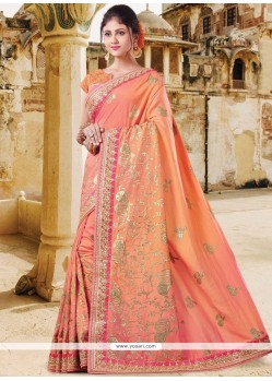 Art Silk Peach Traditional Saree