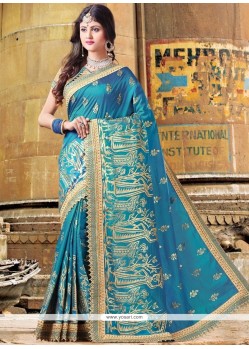 Embroidered Work Art Raw Silk Designer Traditional Saree