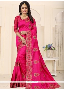 Weaving Work Hot Pink Traditional Designer Saree