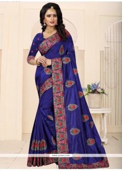 Blue Art Silk Traditional Designer Saree