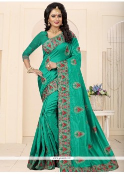 Art Silk Sea Green Traditional Saree