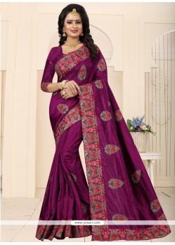 Wine Weaving Work Art Silk Traditional Designer Saree