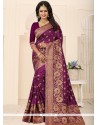 Art Silk Purple Embroidered Work Traditional Designer Saree