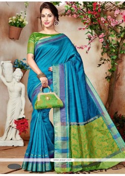 Weaving Work Blue Traditional Designer Saree