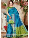 Weaving Work Blue Traditional Designer Saree