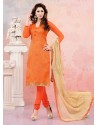 Orange Chanderi Silk Churidar Suit