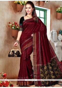 Maroon Weaving Work Art Silk Designer Traditional Saree