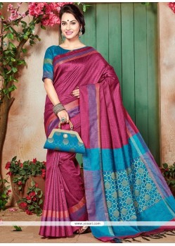 Magenta Weaving Work Traditional Saree