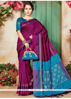 Magenta Weaving Work Art Silk Traditional Designer Saree