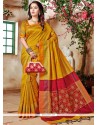 Art Silk Mustard Traditional Saree