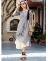 Grey Embroidered Work Faux Georgette Party Wear Kurti