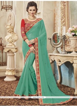 Faux Georgette Embroidered Work Classic Designer Saree