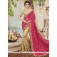 Art Silk Beige And Hot Pink Embroidered Work Half N Half Saree