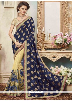 Embroidered Work Art Silk Designer Half N Half Saree