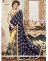 Embroidered Work Art Silk Designer Half N Half Saree