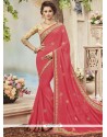 Faux Georgette Rose Pink Classic Designer Saree