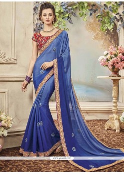 Faux Chiffon Blue Shaded Saree