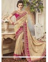 Art Silk Beige Embroidered Work Traditional Saree