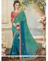 Faux Chiffon Patch Border Work Shaded Saree