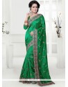 Art Silk Green Embroidered Work Designer Traditional Saree