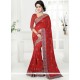 Art Silk Red Embroidered Work Traditional Designer Saree