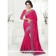 Art Silk Hot Pink Embroidered Work Traditional Saree