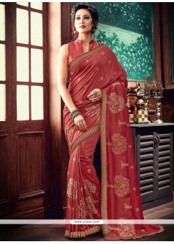 Art Silk Pink Lace Work Designer Traditional Saree