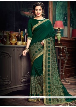 Art Silk Green Lace Work Traditional Designer Saree