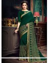 Art Silk Green Lace Work Traditional Designer Saree