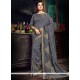 Lace Work Grey Traditional Designer Saree