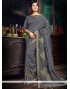 Lace Work Grey Traditional Designer Saree