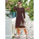 Embroidered Work Cotton Brown Party Wear Kurti