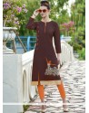 Embroidered Work Cotton Brown Party Wear Kurti