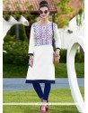 White Cotton Party Wear Kurti