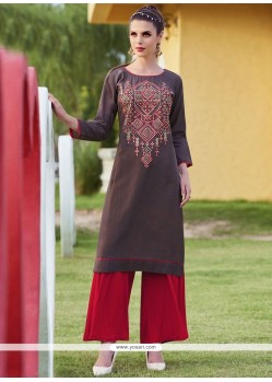 Embroidered Work Cotton Party Wear Kurti