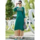 Cotton Sea Green Embroidered Work Party Wear Kurti